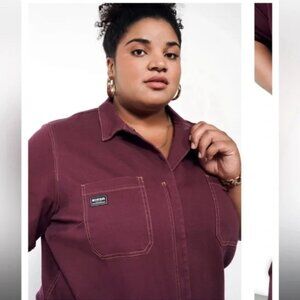 Wildfang Essential High Waisted Coverall - 'Merlot' Burgundy - size: XL